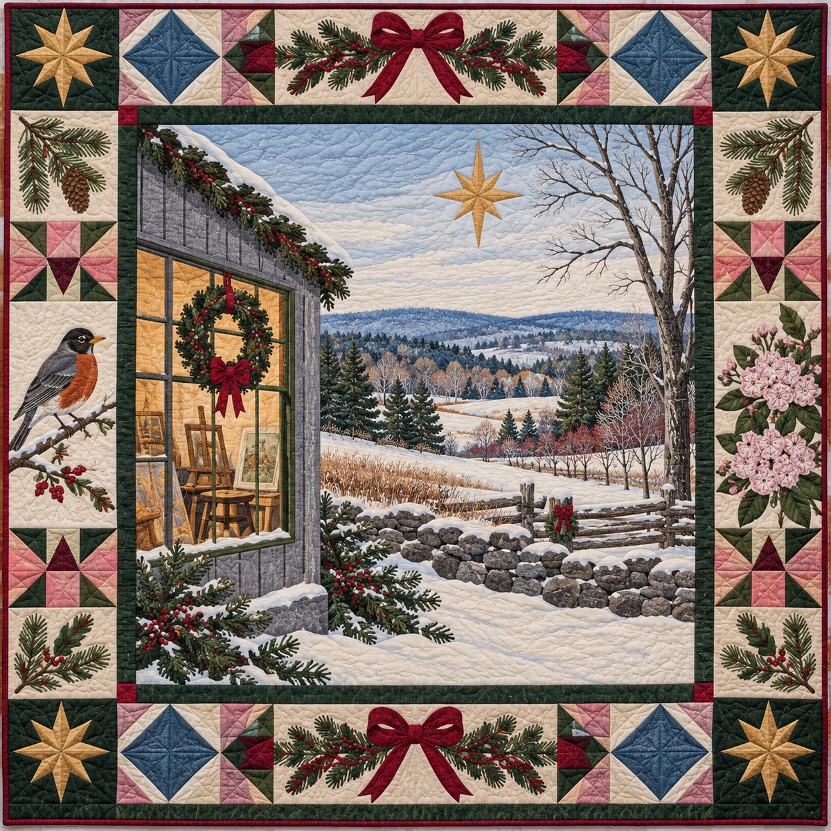 Weir Farm Light Christmas Homecoming TD271026034 Quilt Blanket — original design