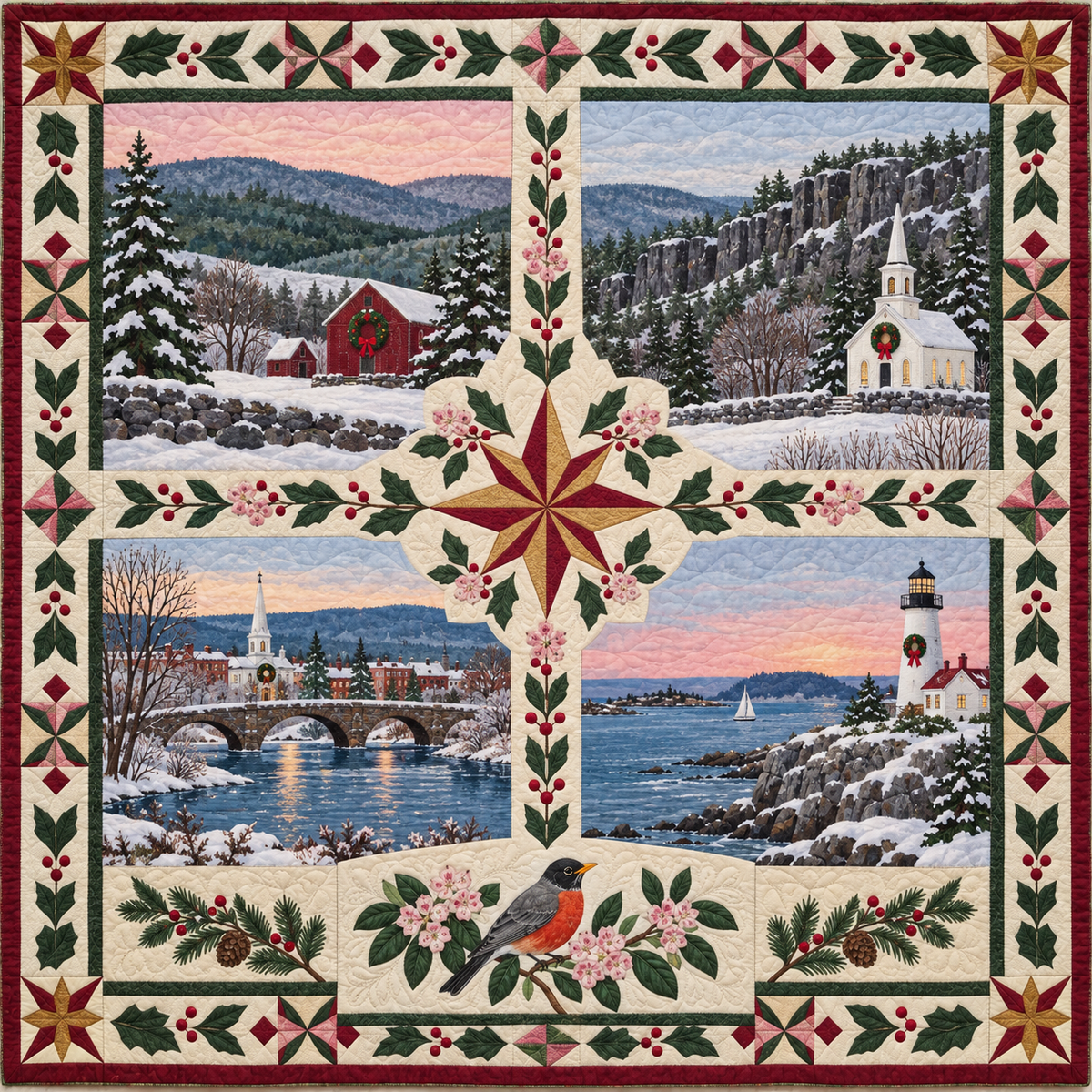 Connecticut Christmas Windows TD271026035 Quilt Blanket — original design