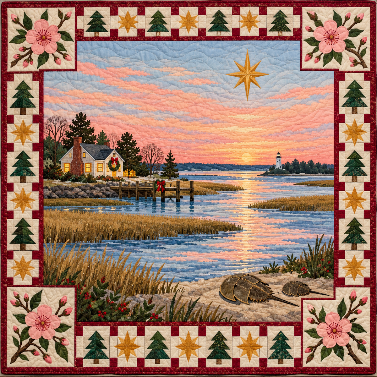Peach Blossom Waterways Christmas Eve TD271026036 Quilt Blanket — original design
