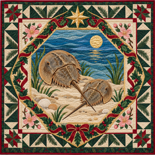 Bay Moon and Horseshoe Christmas Star TD271026038 Quilt Blanket — original design