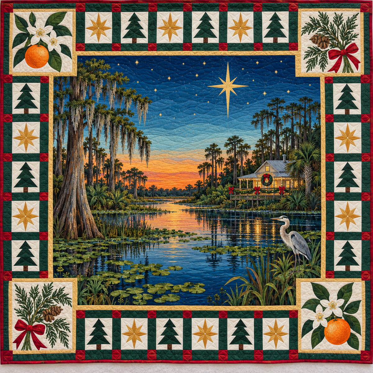 Citrus and Cypress Christmas Eve TD271026041 Quilt Blanket — original design
