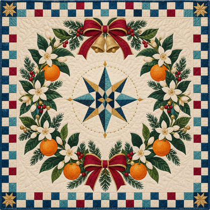 Orange blossom Christmas Wreath TD271026042 Quilt Blanket — original design