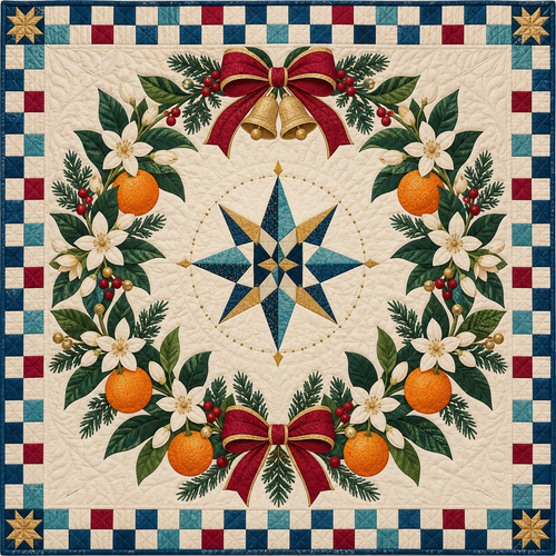 Orange blossom Christmas Wreath TD271026042 Quilt Blanket — original design