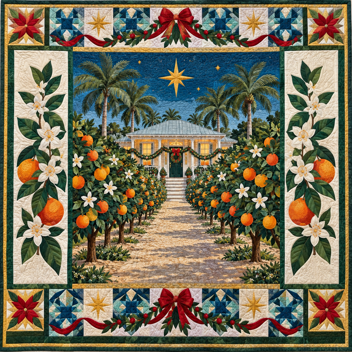 Citrus Courtyard Christmas Homecoming TD271026044 Quilt Blanket — original design