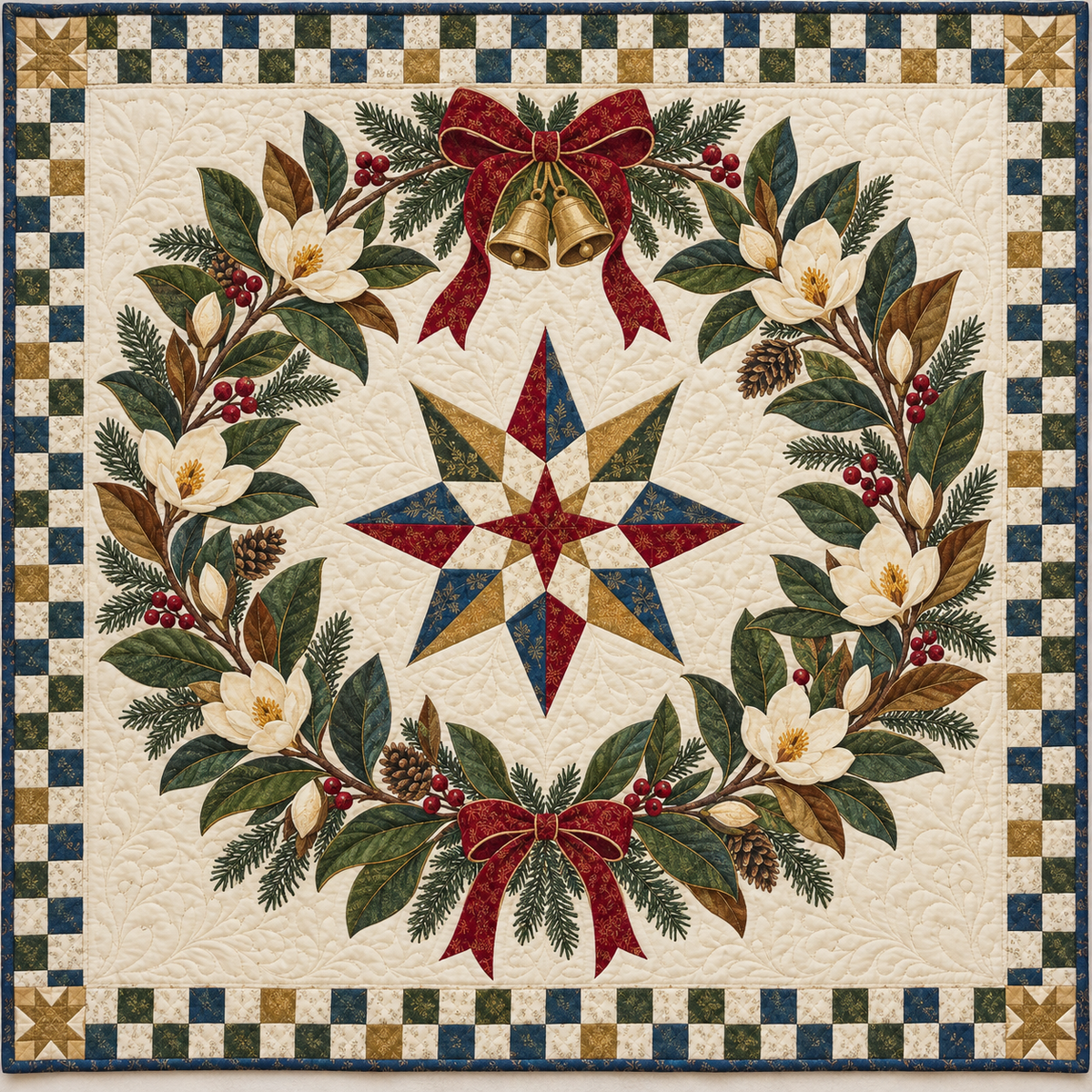 Sweetbay magnolia Christmas Wreath TD271026047 Quilt Blanket — original design