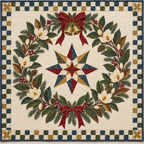 Sweetbay magnolia Christmas Wreath TD271026047 Quilt Blanket — original design
