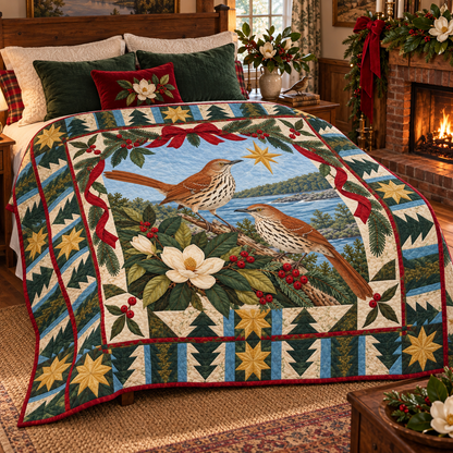 Thrasher at the Shoals Christmas Star TD271026048 Quilt Blanket — bed mockup