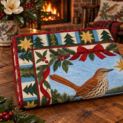Thrasher at the Shoals Christmas Star TD271026048 Quilt Blanket — folded mockup