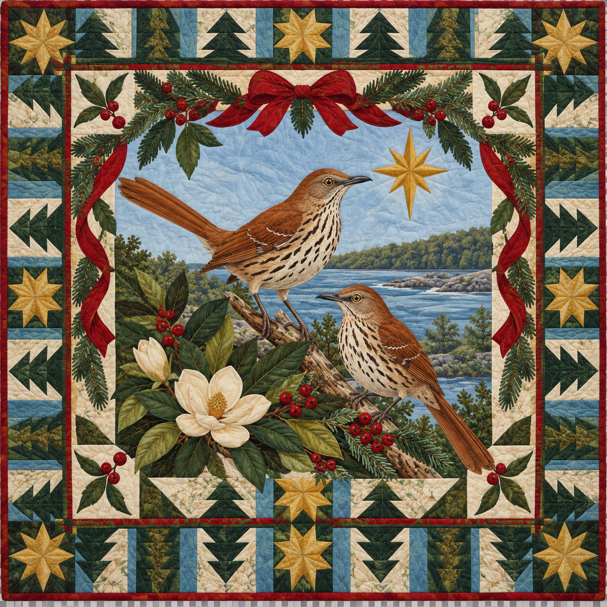 Thrasher at the Shoals Christmas Star TD271026048 Quilt Blanket — original design