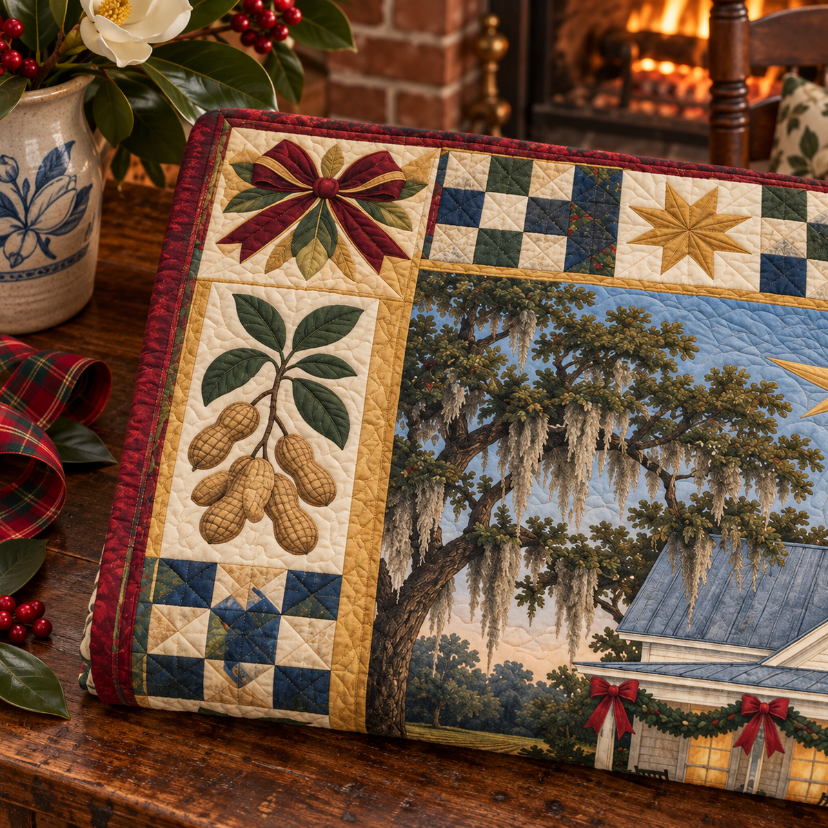 Plains Garden Patch Christmas Homecoming TD271026049 Quilt Blanket — folded mockup