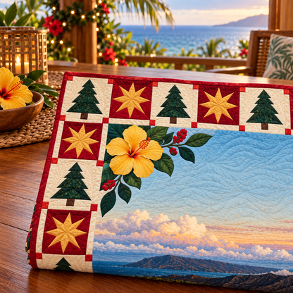 Island Hibiscus Light Christmas Eve TD271026051 Quilt Blanket — folded mockup