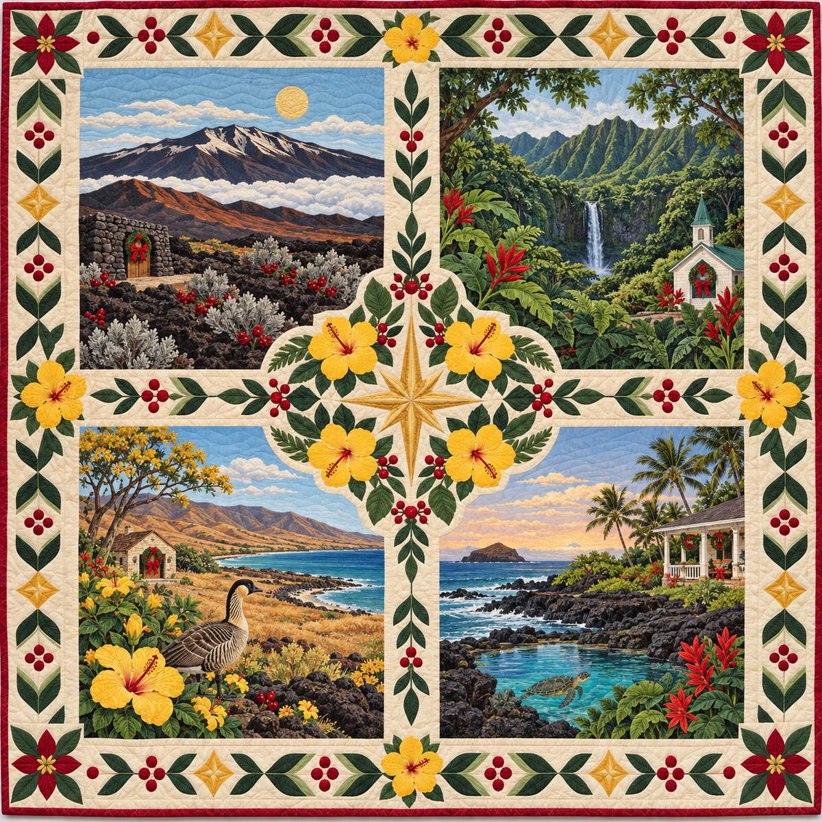Hawaii Christmas Windows TD271026055 Quilt Blanket — original design