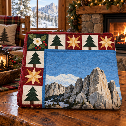 Syringa Stone Spires Christmas Eve TD271026056 Quilt Blanket — folded mockup
