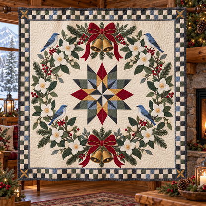Syringa Christmas Wreath TD271026057 Quilt Blanket — hanging mockup