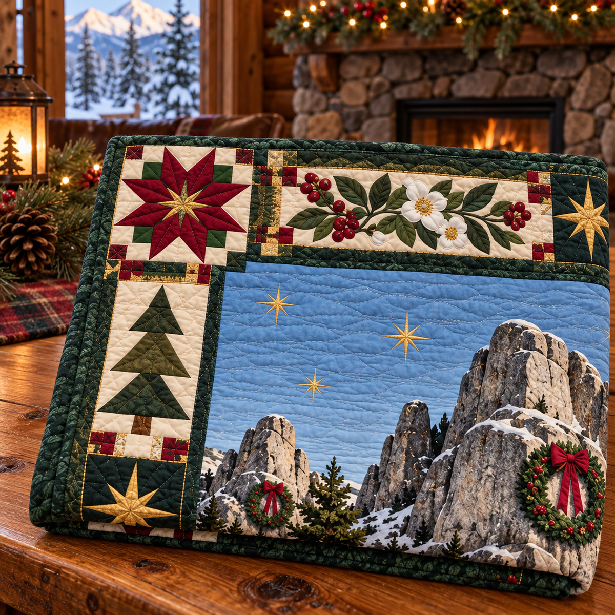 Granite Passage Christmas Homecoming TD271026059 Quilt Blanket — folded mockup