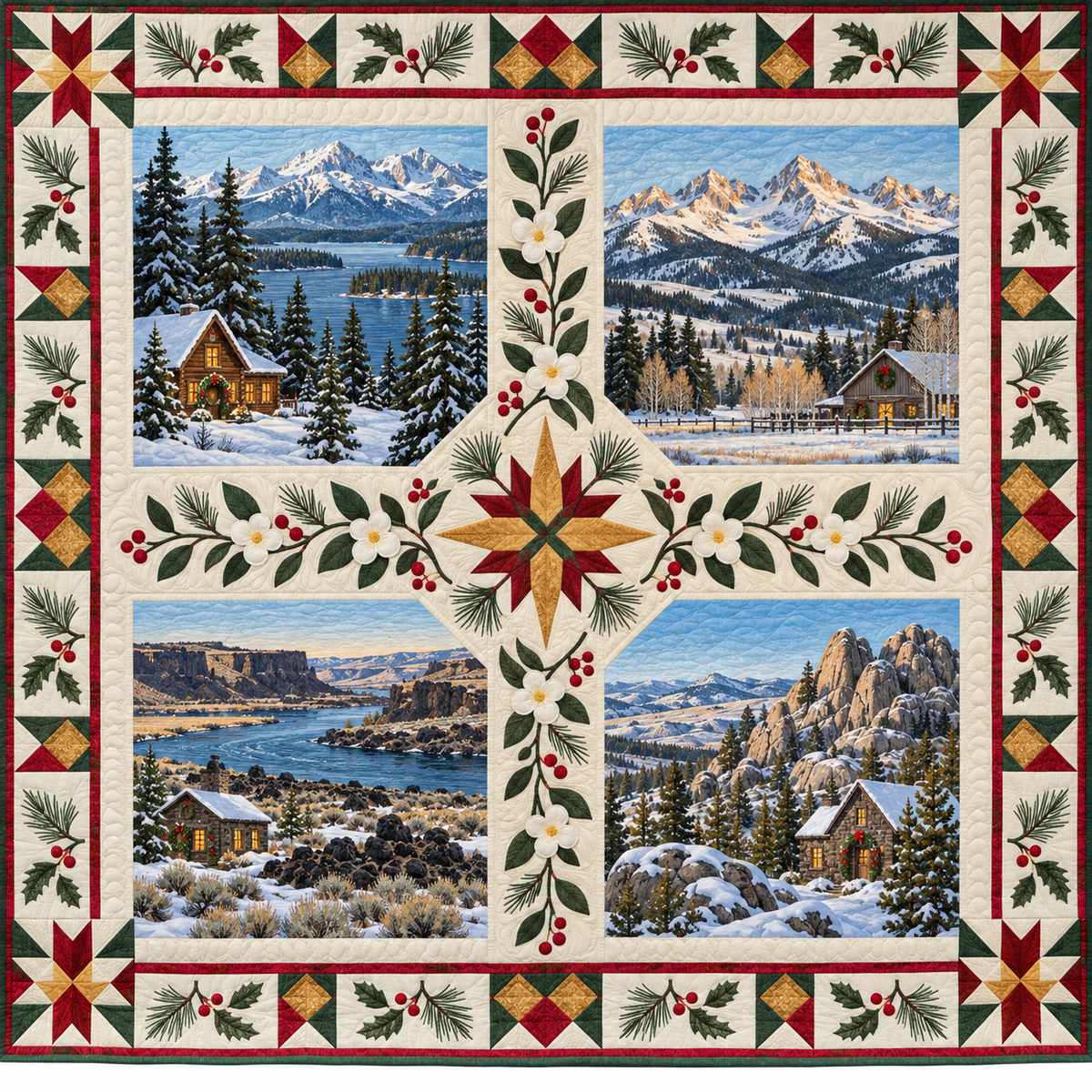 Idaho Christmas Windows TD271026060 Quilt Blanket — original design