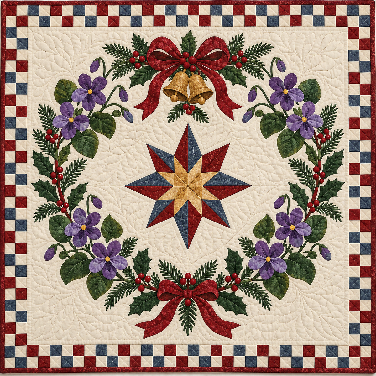 Violet Christmas Wreath TD271026062 Quilt Blanket — original design