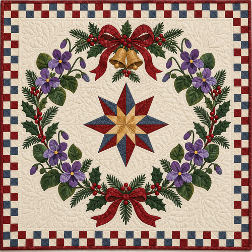 Violet Christmas Wreath TD271026062 Quilt Blanket — original design