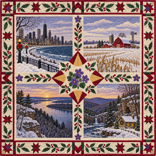 Illinois Christmas Windows TD271026065 Quilt Blanket — original design