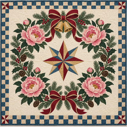 Peony Christmas Wreath TD271026067 Quilt Blanket — original design