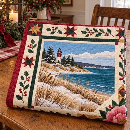 Indiana Christmas Windows TD271026070 Quilt Blanket — folded mockup