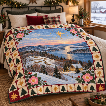 River Valley Wild Rose Christmas Eve TD271026071 Quilt Blanket — bed mockup