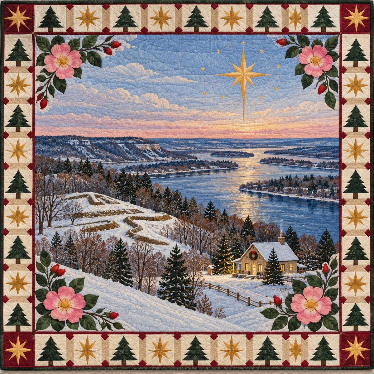 River Valley Wild Rose Christmas Eve TD271026071 Quilt Blanket — original design