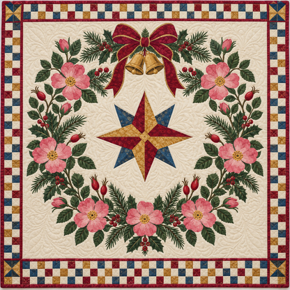 Wild rose Christmas Wreath TD271026072 Quilt Blanket — original design