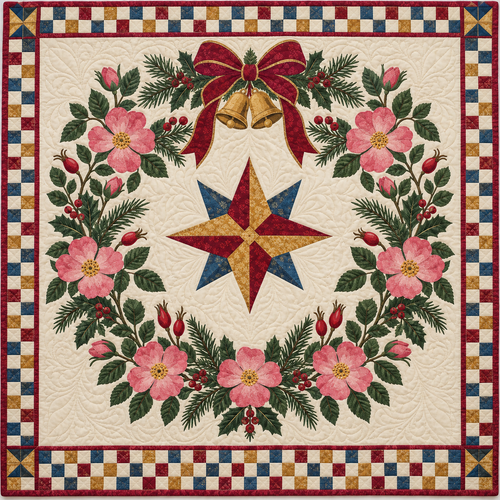 Wild rose Christmas Wreath TD271026072 Quilt Blanket — original design