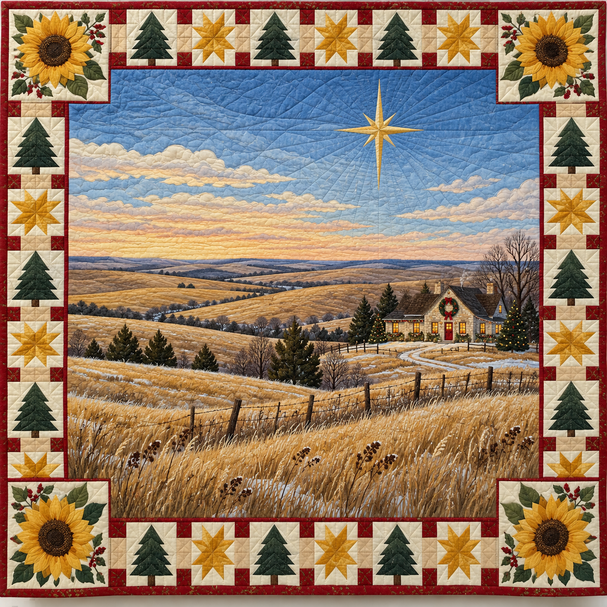 Flint Hills Sunflower Christmas Eve TD271026076 Quilt Blanket — original design