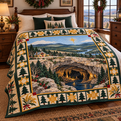 Goldenrod Hollows Christmas Eve TD271026081 Quilt Blanket — bed mockup