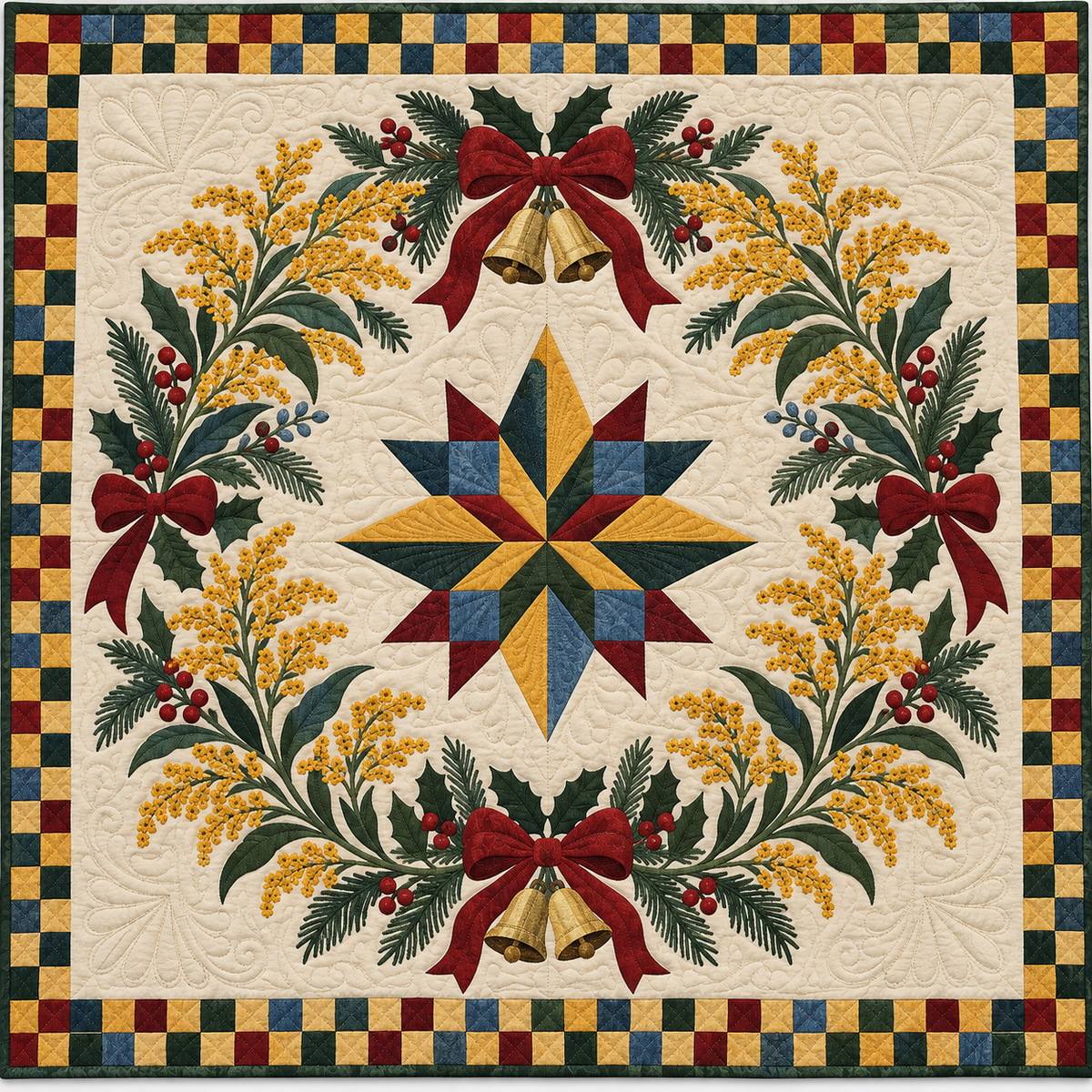 Goldenrod Christmas Wreath TD271026082 Quilt Blanket — original design