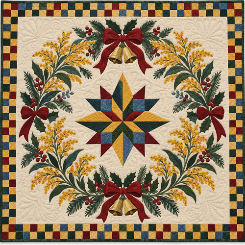 Goldenrod Christmas Wreath TD271026082 Quilt Blanket — original design