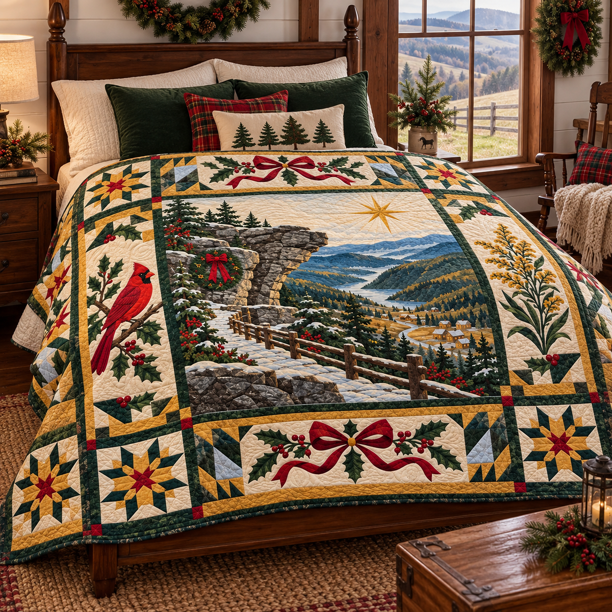 Cumberland Passage Christmas Homecoming TD271026084 Quilt Blanket — bed mockup