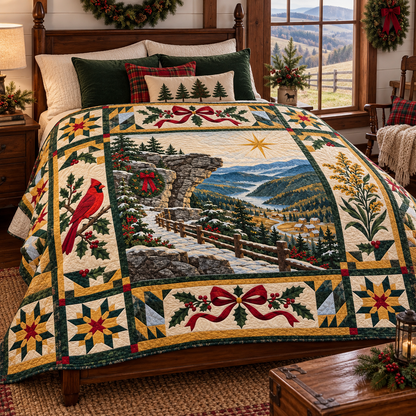 Cumberland Passage Christmas Homecoming TD271026084 Quilt Blanket — bed mockup