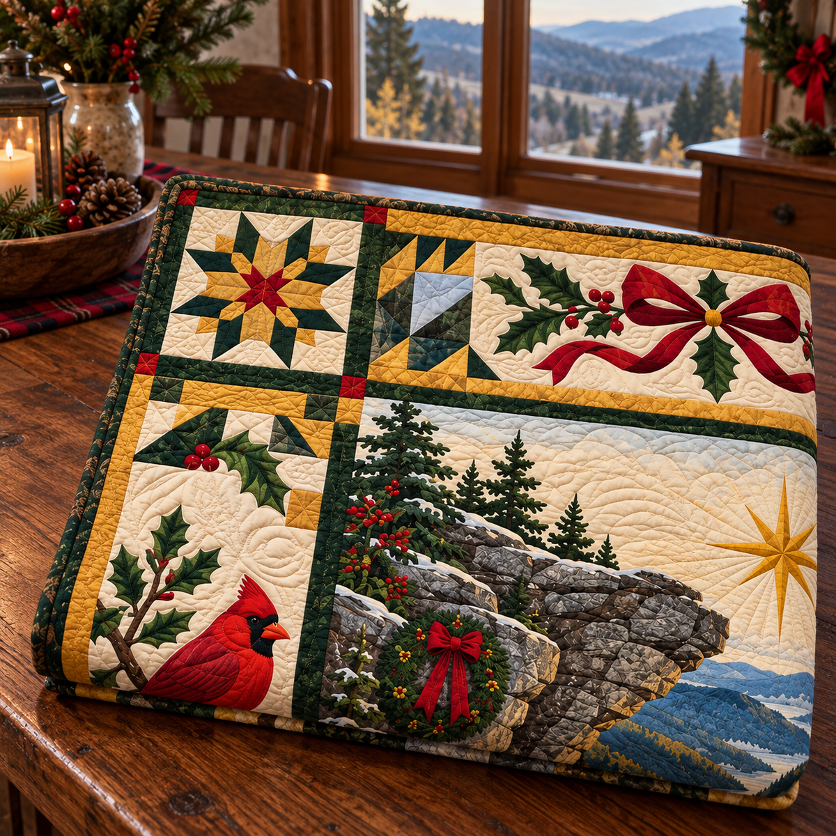 Cumberland Passage Christmas Homecoming TD271026084 Quilt Blanket — folded mockup