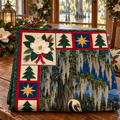 Bayou Magnolia Christmas Eve TD271026086 Quilt Blanket — folded mockup