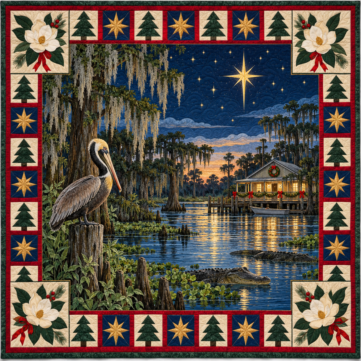Bayou Magnolia Christmas Eve TD271026086 Quilt Blanket — original design