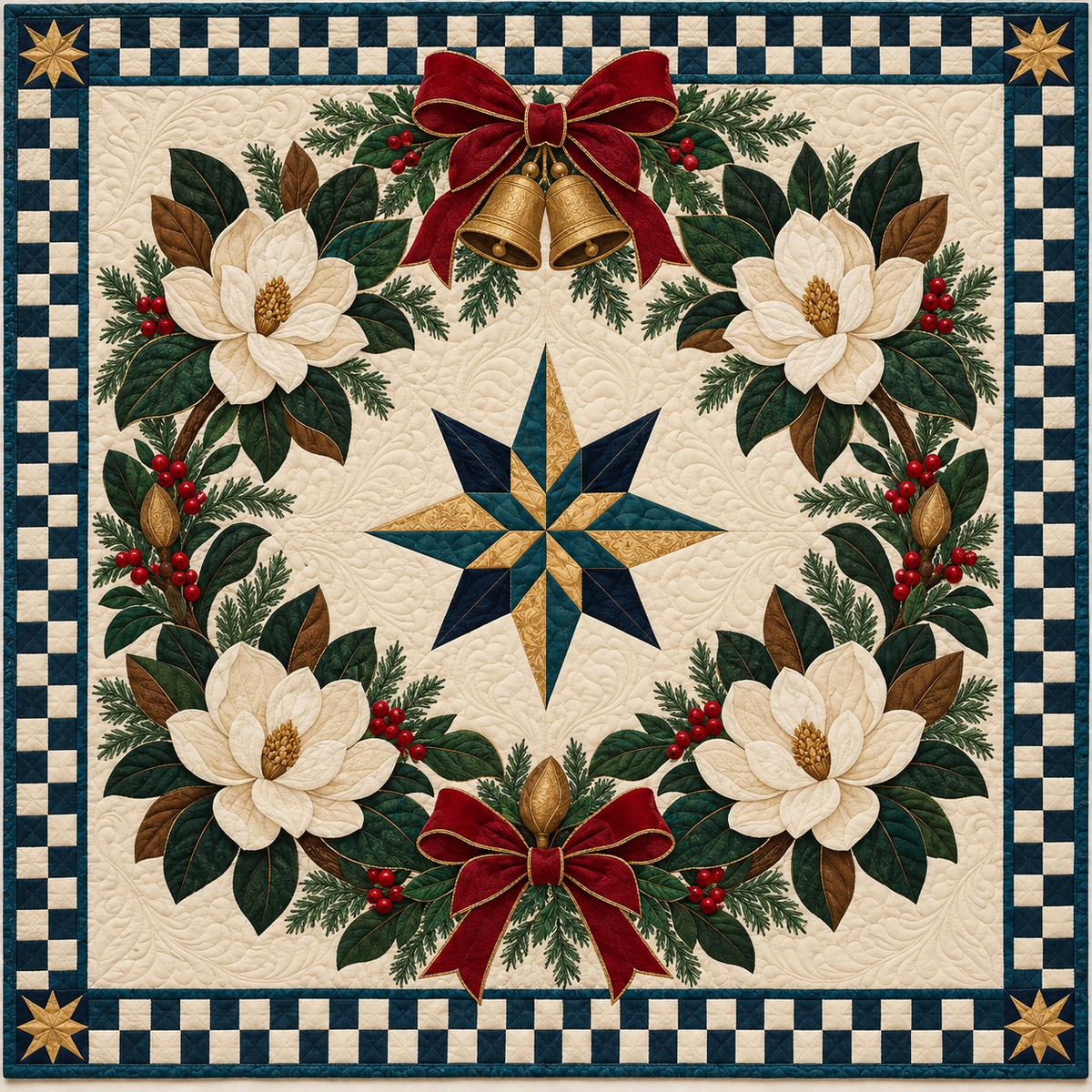 Southern magnolia Christmas Wreath TD271026087 Quilt Blanket — original design