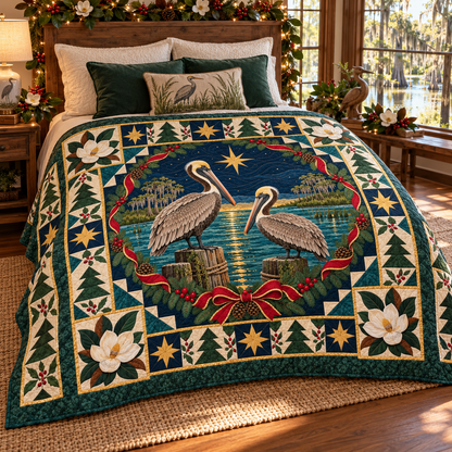 Pelican Bayou Light Christmas Star TD271026088 Quilt Blanket — bed mockup
