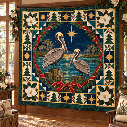 Pelican Bayou Light Christmas Star TD271026088 Quilt Blanket — hanging mockup