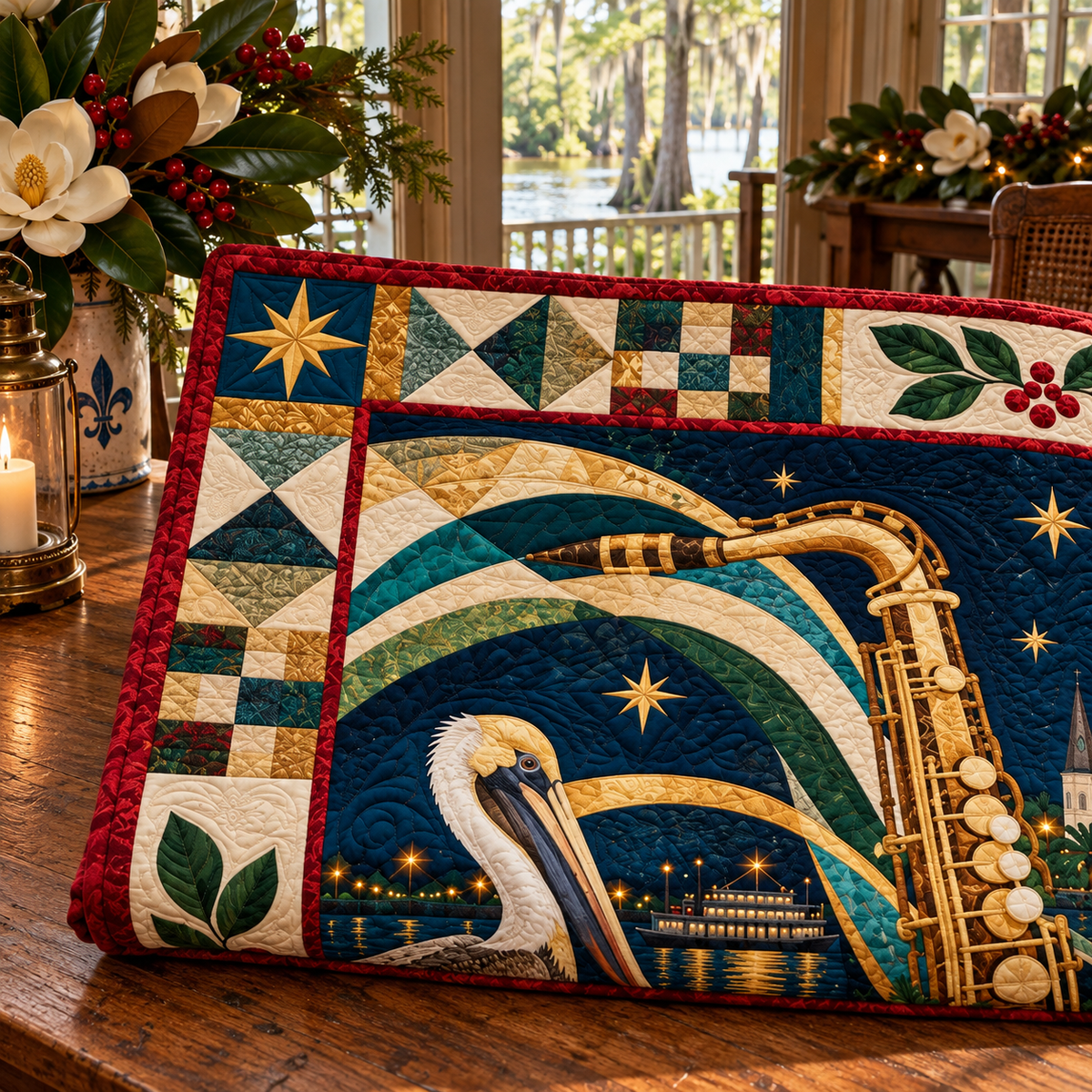 Magnolia Jazz Rhythm Christmas Homecoming TD271026089 Quilt Blanket — folded mockup