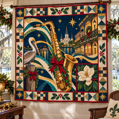 Magnolia Jazz Rhythm Christmas Homecoming TD271026089 Quilt Blanket — hanging mockup