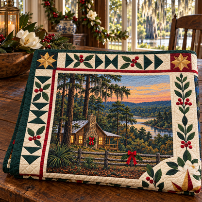 Louisiana Christmas Windows TD271026090 Quilt Blanket — folded mockup