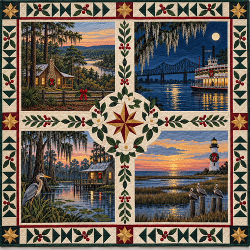 Louisiana Christmas Windows TD271026090 Quilt Blanket — original design