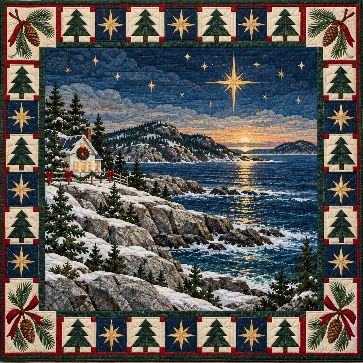 Pine and Granite Tide Christmas Eve TD271026091 Quilt Blanket — original design