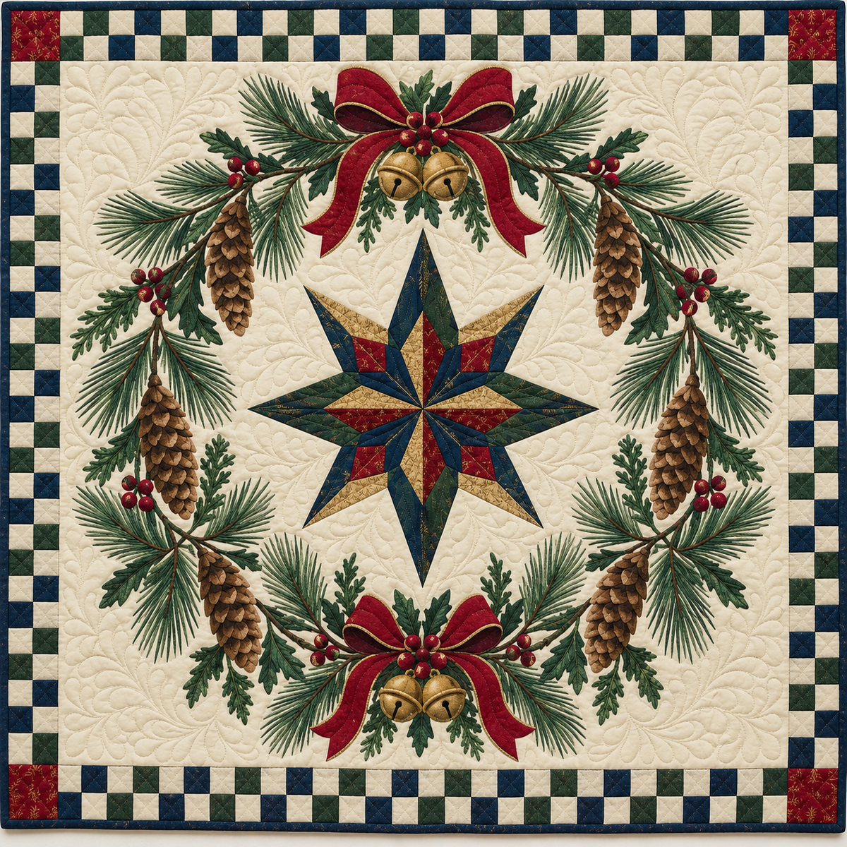 Pine Tassel Medallion Christmas Wreath TD271026092 Quilt Blanket — original design