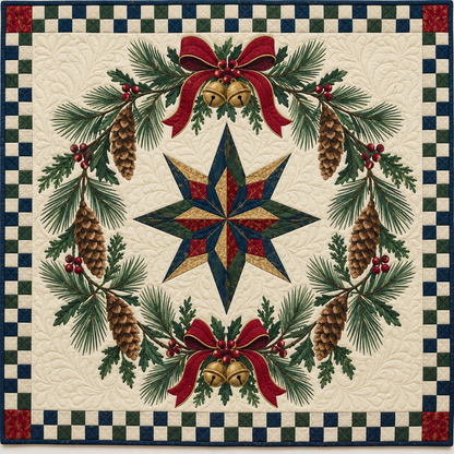 Pine Tassel Medallion Christmas Wreath TD271026092 Quilt Blanket — original design