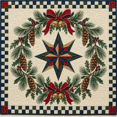 Pine Tassel Medallion Christmas Wreath TD271026092 Quilt Blanket — original design