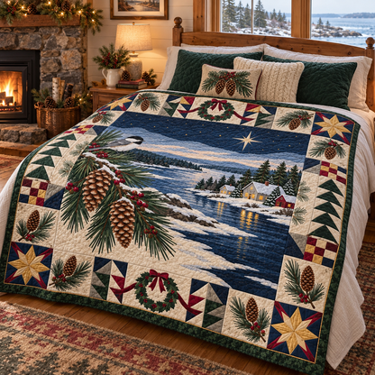 St. John River Home Christmas Homecoming TD271026094 Quilt Blanket — bed mockup
